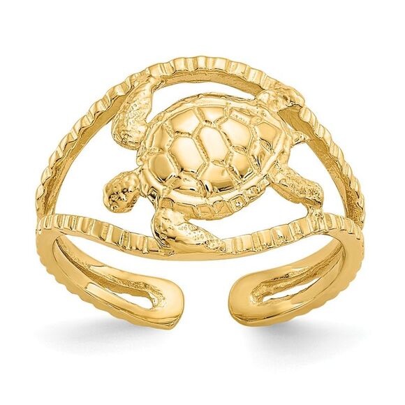 Sea Turtle Toe Ring in 14K Yellow Gold - Picture 1 of 5